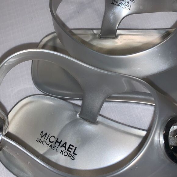 Michael Kors Silver Jelly Thong Sandals Size 6R - Picture 12 of 16